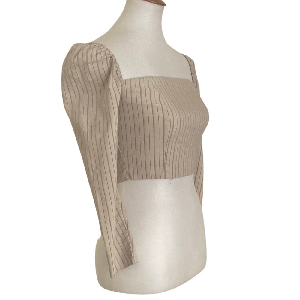 Y2k UO Victorian Style Square Neck Pinstripe Crop Top